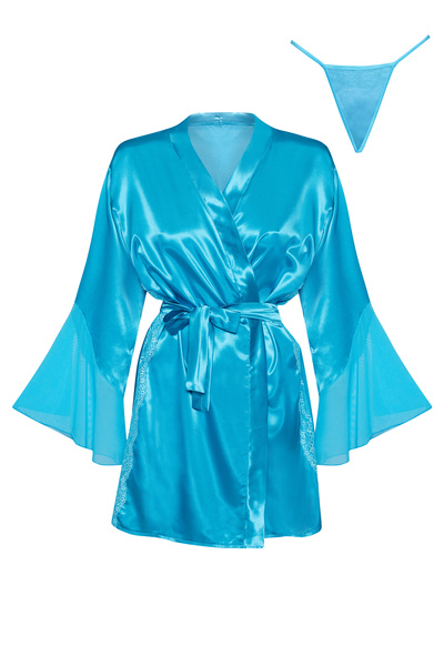 Turquoise Satin Robe Marlene – Luxurious Feel on the Skin