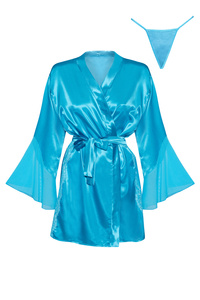 Turquoise Satin Robe Marlene – Luxurious Feel on the Skin