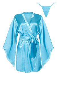 Turquoise Satin Robe Samira – Perfection in Every Detail