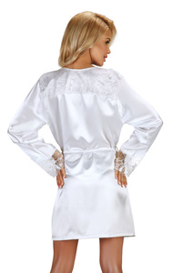 Elegant White Satin Robe Fabienne – Luxurious Relaxation