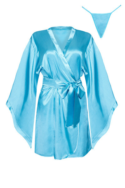 Turquoise Satin Robe Samira – Perfection in Every Detail