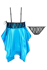Turquoise Lace and Satin Chemise Julieta – Elegance and Sensuality in One