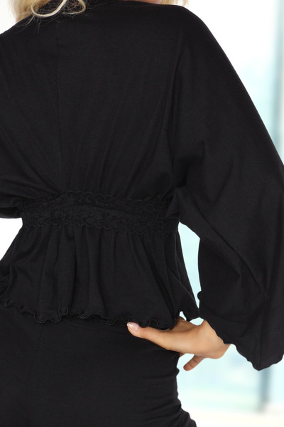 Luxury Black Cotton Pajamas Margot – Perfect for Evening Relaxation