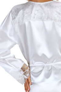 Elegant White Satin Robe Fabienne – Luxurious Relaxation