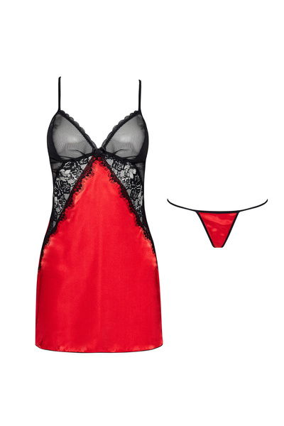Red and Black Satin Chemise Marinela – Luxurious Comfort and Style