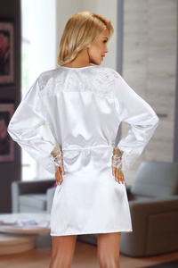 Elegant White Satin Robe Fabienne – Luxurious Relaxation