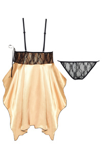 Exclusive Gold Satin and Lace Chemise Julieta – Luxurious Elegance