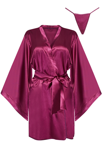 Burgundy Satin Robe Samira – Luxurious Feel on the Skin