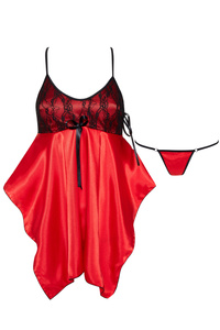 Red Lace and Satin Chemise Julieta – Perfect Blend of Chic and Comfort