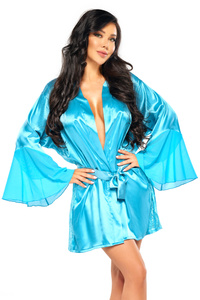 Turquoise Satin Robe Marlene – Luxurious Feel on the Skin