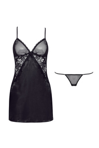 Black Satin Chemise Marinela – Elegance and Luxury for the Night
