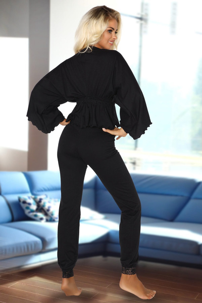 Luxury Black Cotton Pajamas Margot – Perfect for Evening Relaxation
